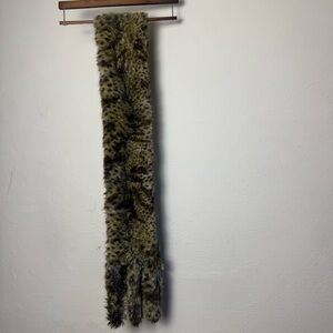 Tyber Leopard Print Faux Fur Tassel Big Cat Scarf